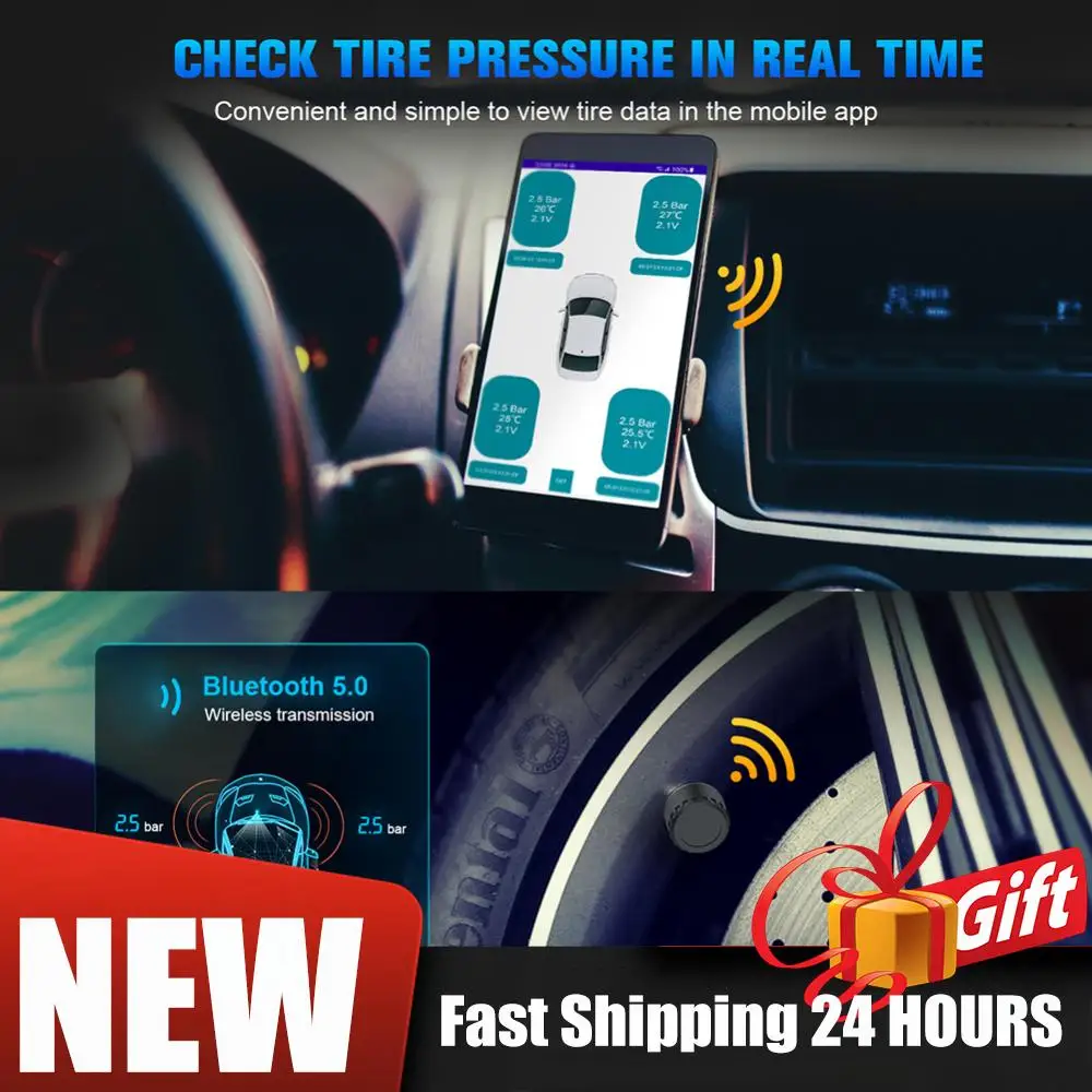 

Wireless Bluetooth Intelligent Sensing Tire Pressure Monitor System Safety Alarm Sensors Car Motorcycle Tire Pressure Monitor