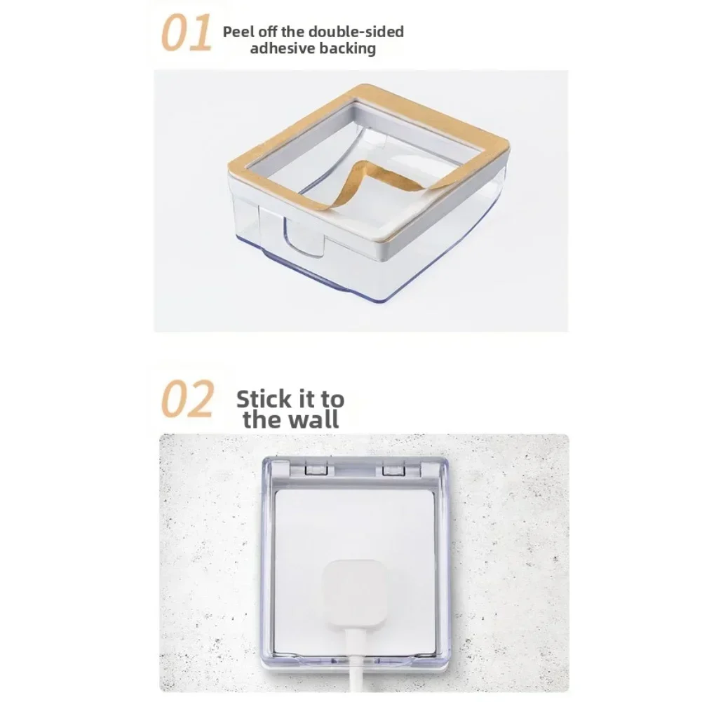 

4pcs Waterproof Socket Boxes Self-Adhesive Transparent Splash Socket Boxes Outdoor Rain Cover For Bathroom Garden Kitchen Switch