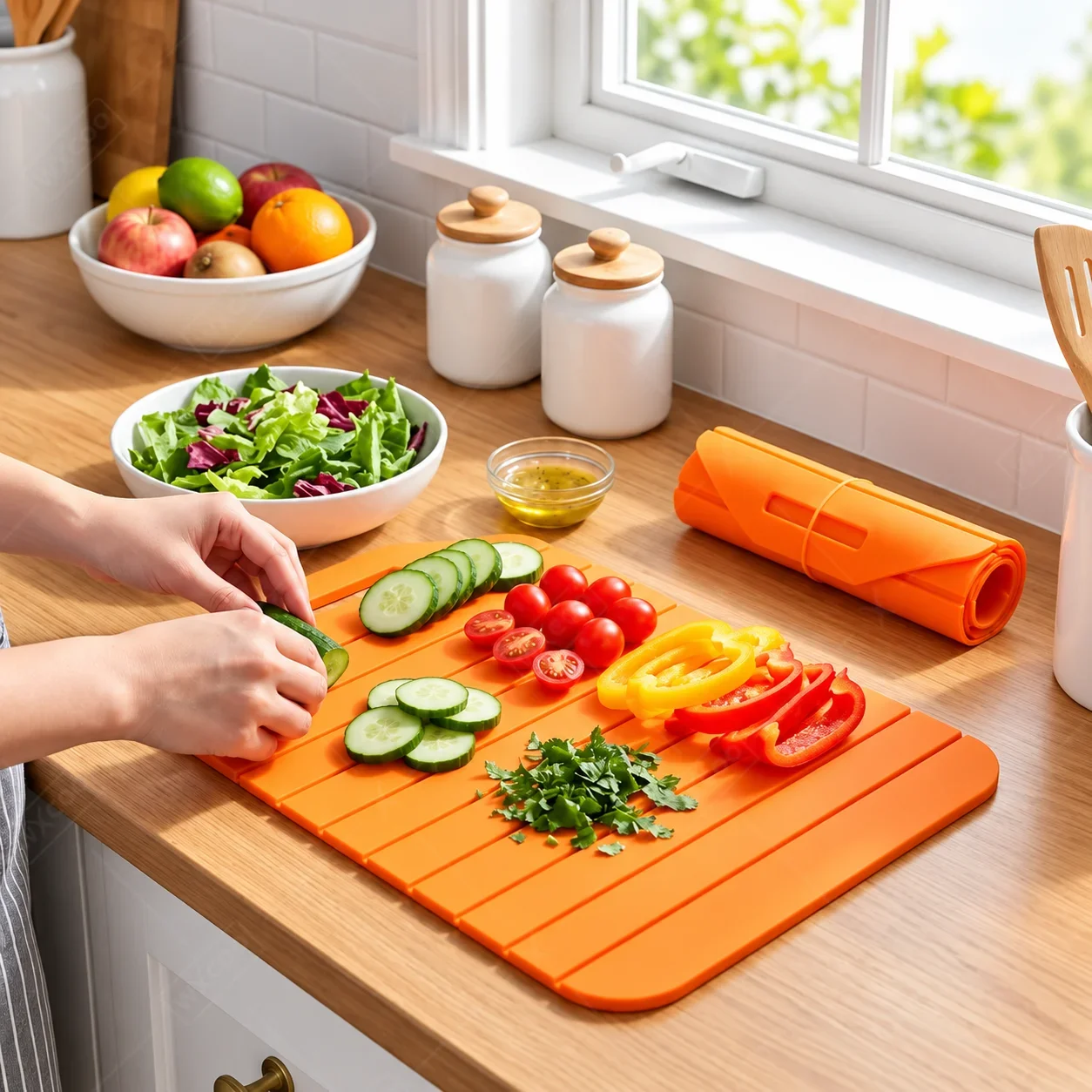WXCOO Double Sided Collapsible Kitchen Cutting Board Non Slip Pad Portable for Home Travel BBQ Picnic Apartment Counter Kitchen