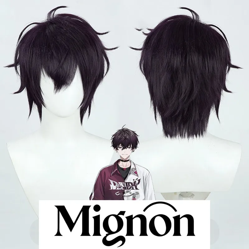

Virtual VTuber NIJISANJI Saeki Ichitetsu Cosplay Wig Dark Purple Teased Crown