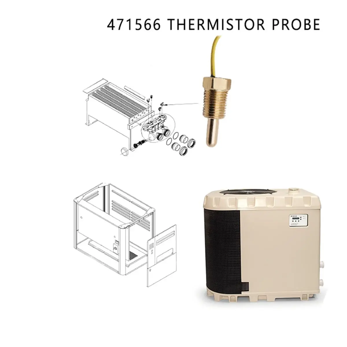 DT75BG 471566 Thermistor Probe Replacement for Pool Spa Heater, Temperature Sensor