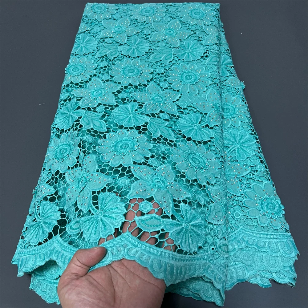

2025 New High Quality African Nigerian Tulle Lace Fabric Sequins Embroidery French Guipure Party Dress Fabric for Sewing 5 Yards