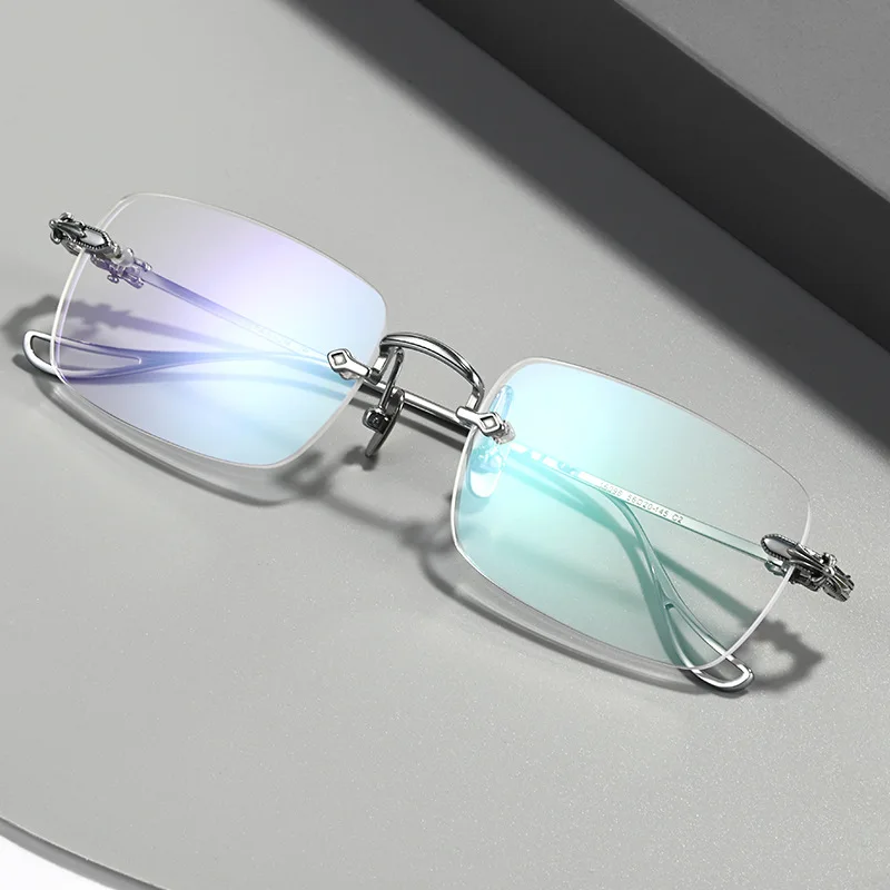 

Luxury Fashion Retro Rimless Glasses Ultra light Pure Titanium Eyewear New Optical Prescription Frames Man Woman