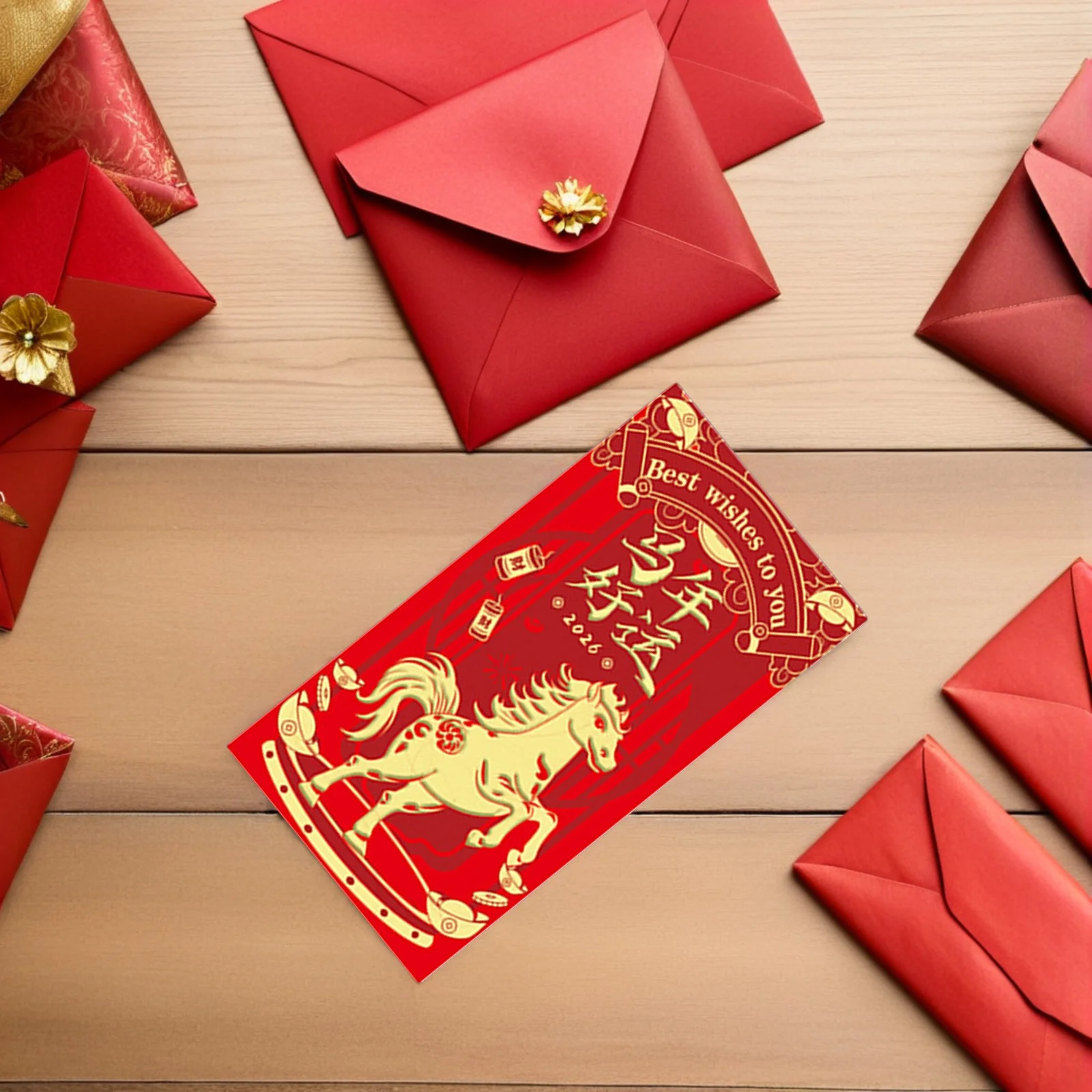 48Pcs Horse Year Red Envelopes Chinese New Year Cash Envelopes Vibrant Colors Good Fortune Festive Decorations