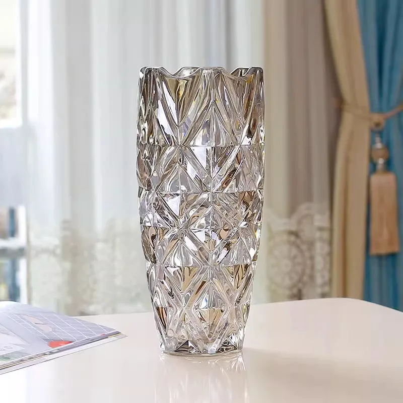 

household transparent crystal glass vase ornament living room flower arrangement European style rich bamboo flower glaze