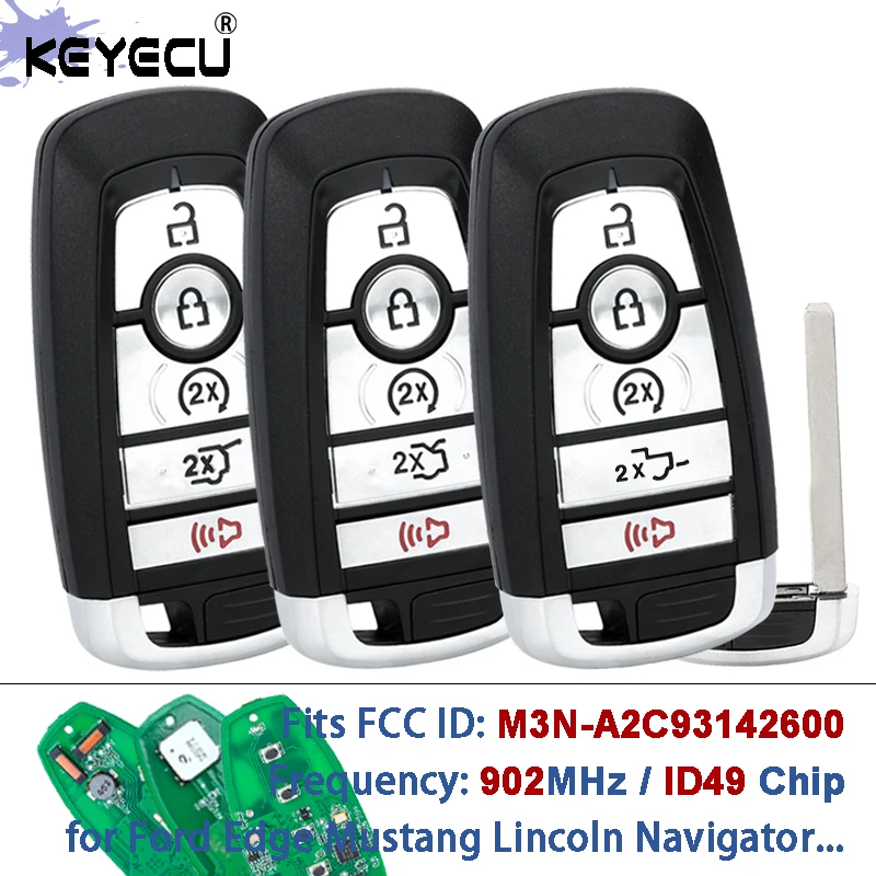 KEYECU M3N-A2C93142600 902MHz ID49 Chip Smart Remote Key Fob for Ford Edge Mustang Lincoln Navigator Nautilus Aviator Corsair