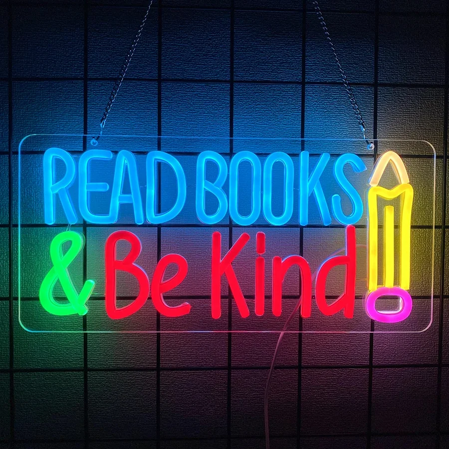LED  Neon Light  for Classroom Bookstore Library Museum Study Room Read Books Be Kind Stay Weird Neon Sign for Wall Decor view 4