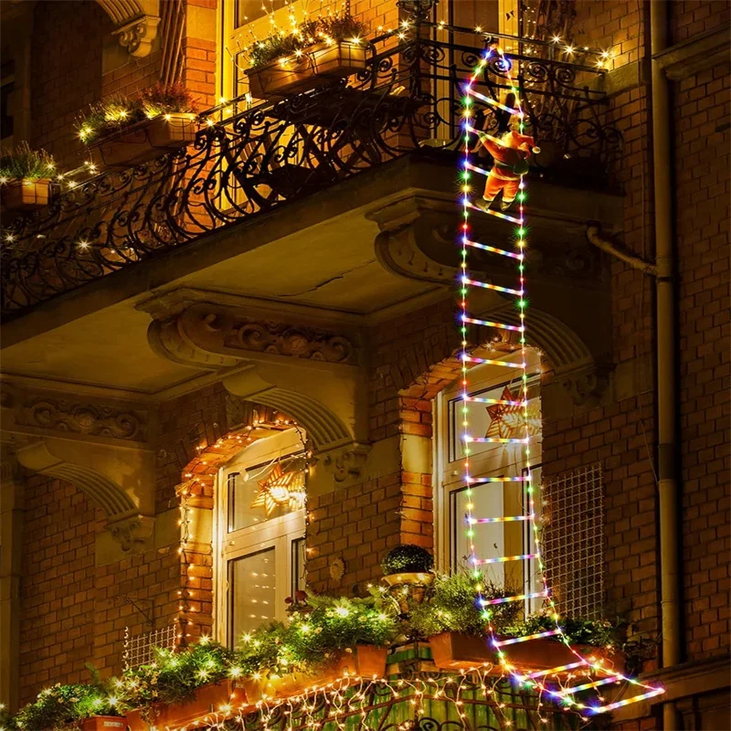 1.7/3M Santa Claus Ladder Lights Christmas Tree Lights Decor for Indoor Outdoor Decoration Window Garden Hanging LED String