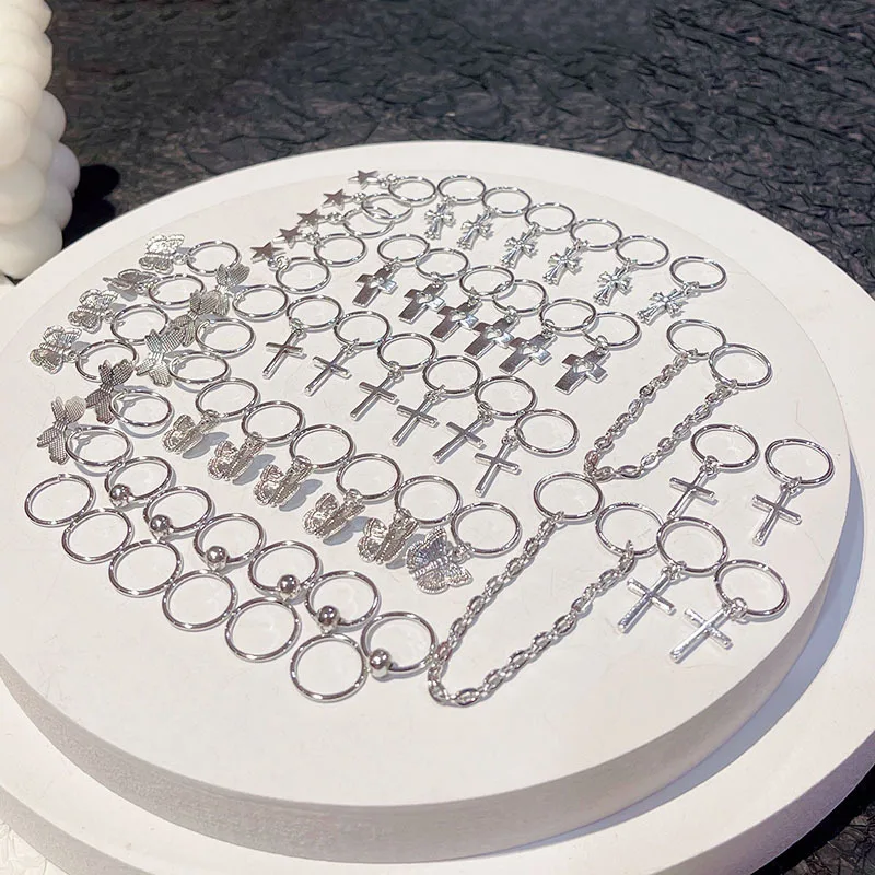 Gioielli per capelli Dreadlock Polsini con ciondolo a forma di farfalla con fulmine incrociato regolabili per trecce Accessori bohémien antiscivolo