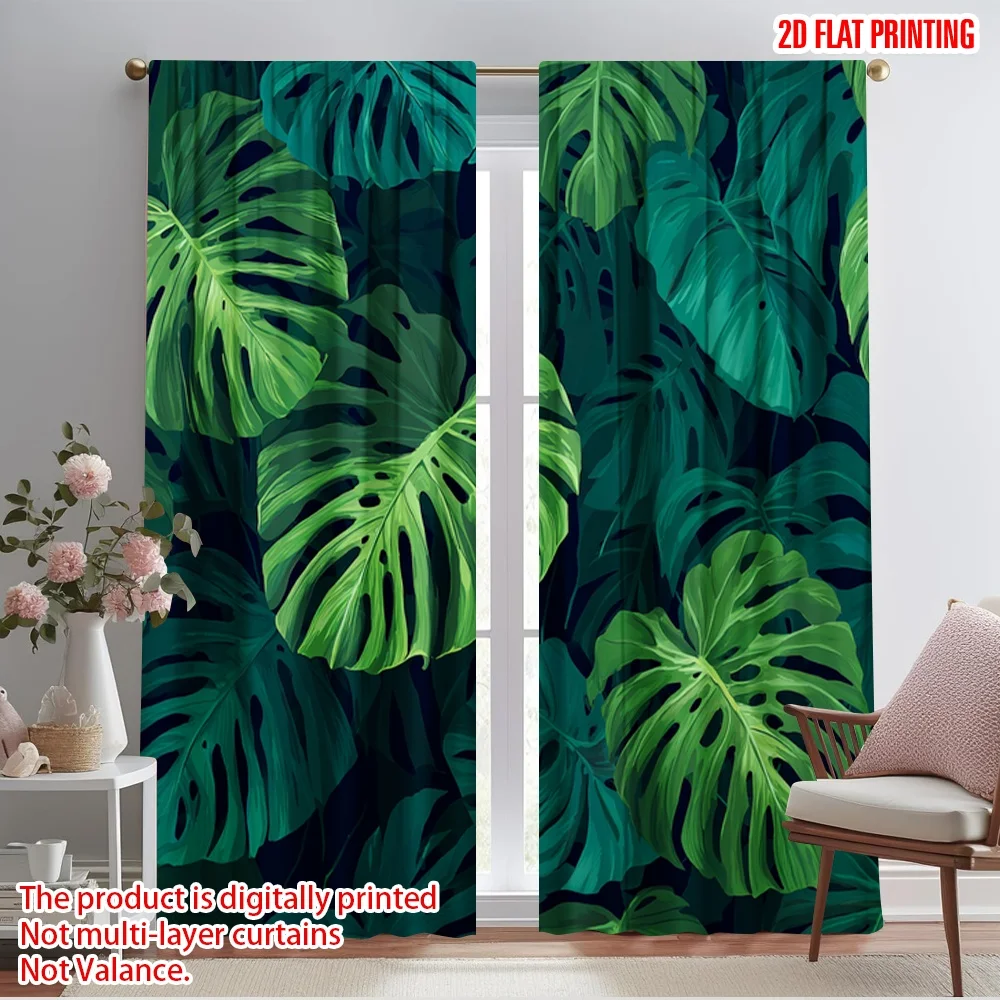 2pcs,2D plane printing Contemporary Curtains Jungle Canopy Versatile Polyester Fabric (without rod) Room Decor Ldeal for Bedroom