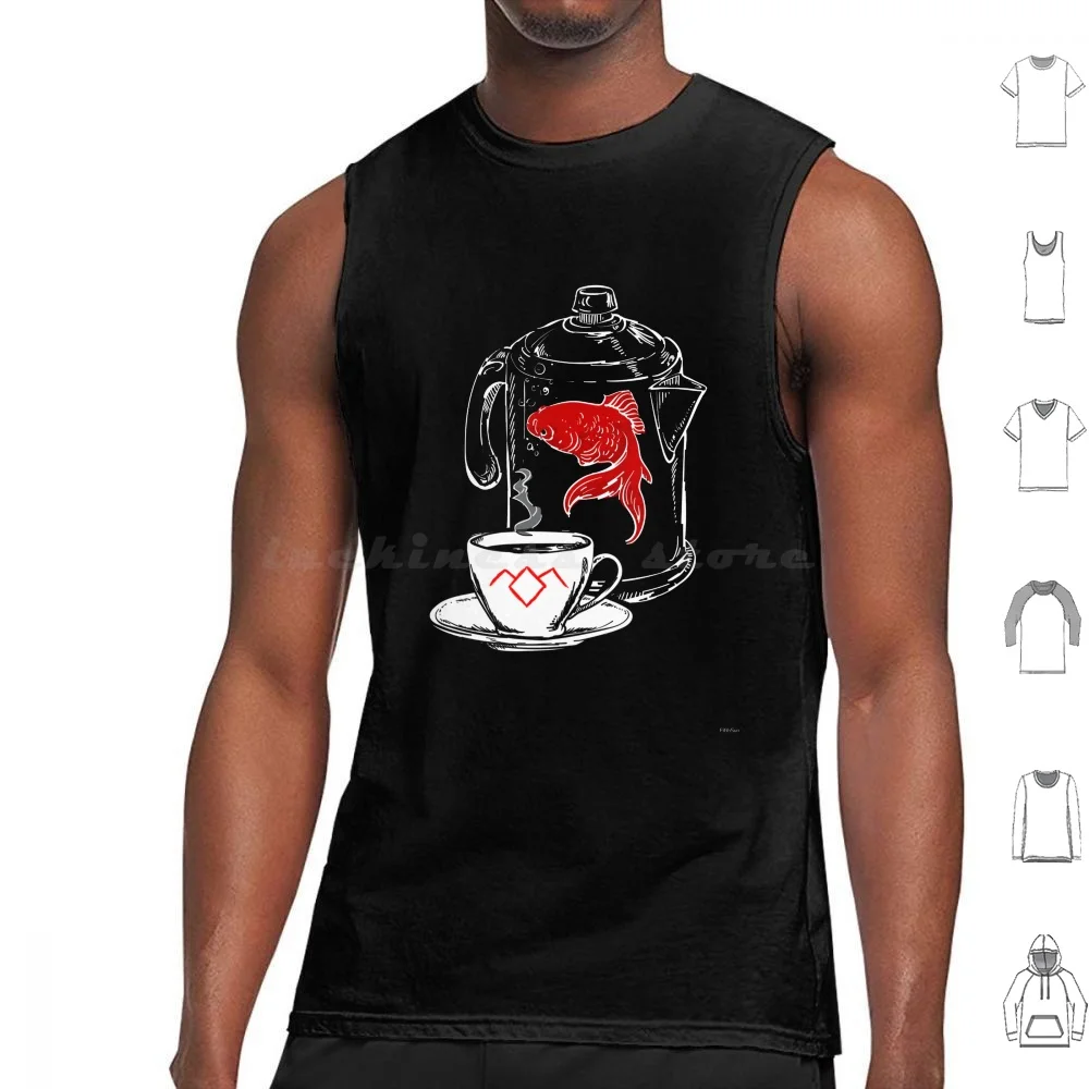 Twin Peaks A Fish In The Percolator Vintage Coffee Shop Print Tank Tops Print Cotton Twin Peaks Paramount Cbs Secret