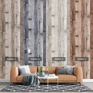 Wholesale Wall Paper Gray/Grey Wood Wall Sticker Vintage Wood newest Grain Panel Faux D