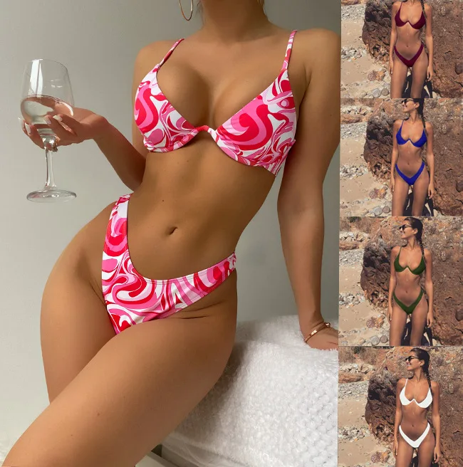 

Sexy Floral Micro Bikini 2024 Women Push Up Swimsuit Female Swimwear Thong Bikinis Set Brazilian Beach Wear Bathing Suit Biquini
