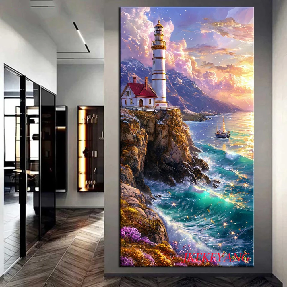 Beautiful Seaside Lighthouse Picture Diamond Painting New Diy Cross Stitch Full Diamond Mosaic Embroidery  Home Decor