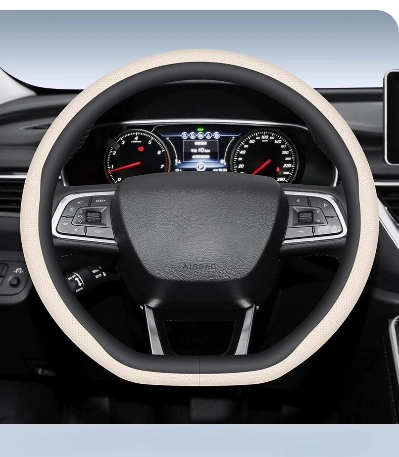 

Suitable for Hongqi H6 H9 Leather Hand-free Sewing Steering Wheel Cover Non-slip Four Season Universal Ultrathin