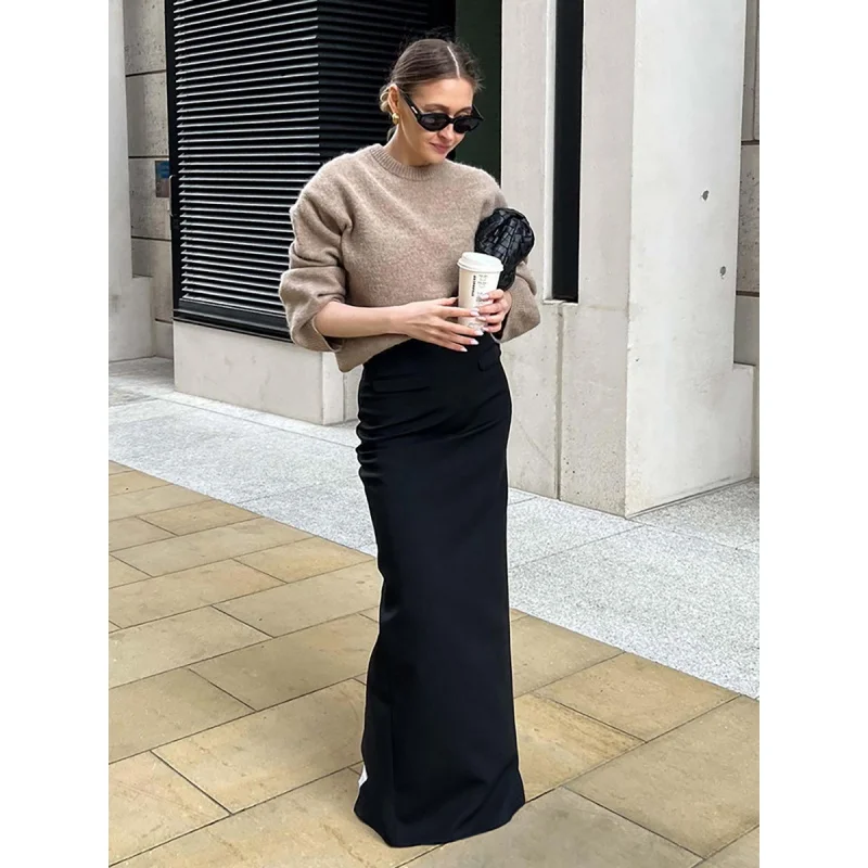 

Black Sexy Slim Fit Slit High Waist Fishtail Mopping Skirt New Autumn Fashion Female Fengsb