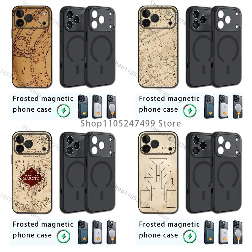 

The M-Marauders Map Phone For iPhone 17,12,11,16,15,13,14,Pro,Max,Plus,Mini, For Magsafe,Magnetic Wireless Charging Case