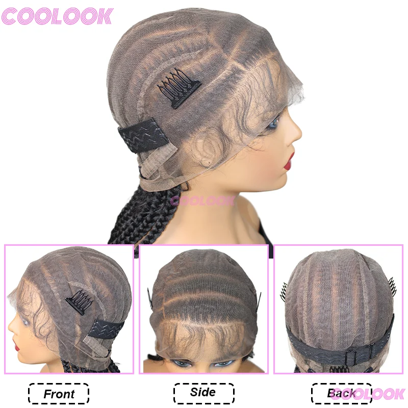 Synthetic Side Part Braided Wigs For Black Women Full Lace Braided Wigs Knotless Box Braids Wig Cornrow Braid Cheap Wigs On Sale
