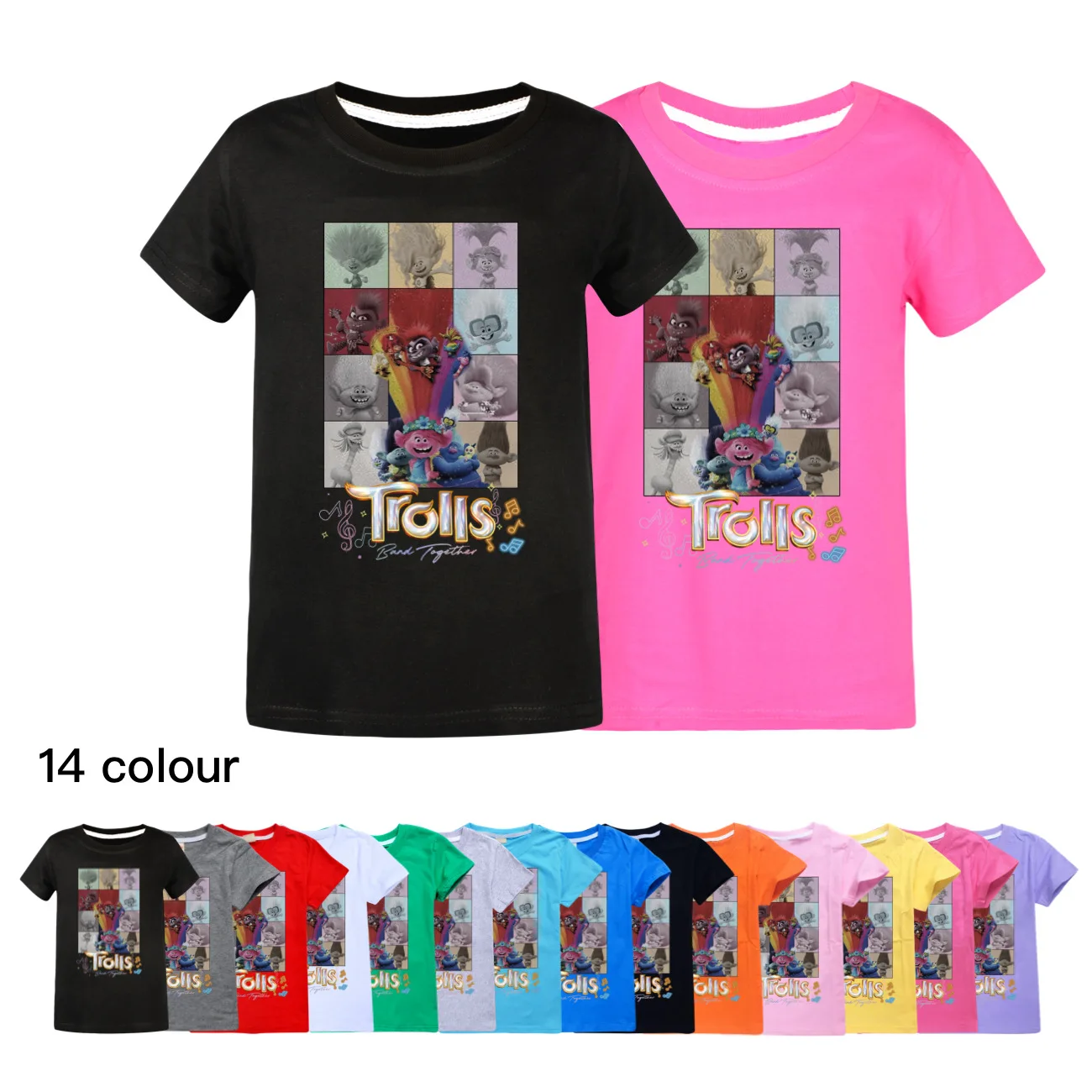 TROLLS' WORLD TOUR 2024 New  Tshirts Kids Summer Clothes Boys T-shirt Baby Girls Short Sleeve Tops Children's Clothing  3340