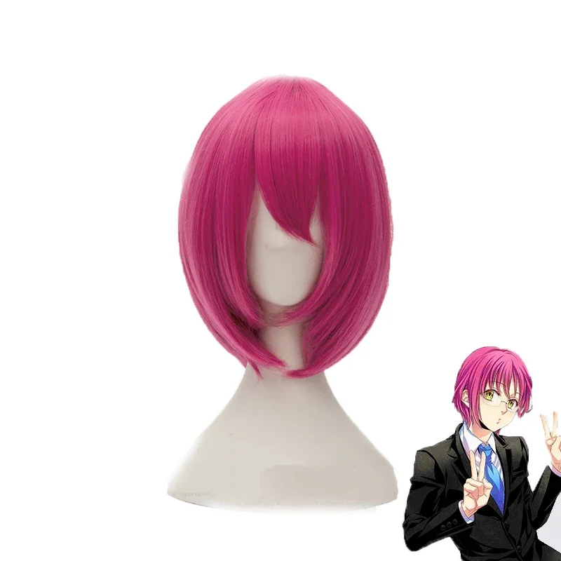 The Seven Deadly Sins Goat's Sin of Lust Gowther Short Rose Red Heat Resistant Hair Cosplay Costume Wig   Free Wig Cap