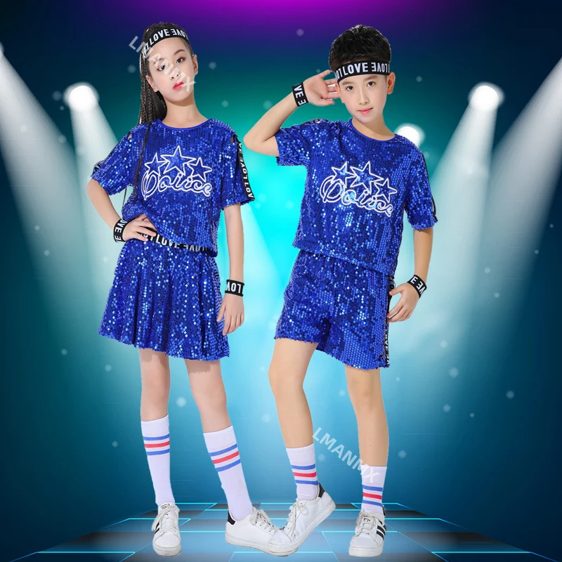 Traje de actuación de porristas para niños, traje de danza moderna de baile callejero, disfraz de actuación de danza jazz