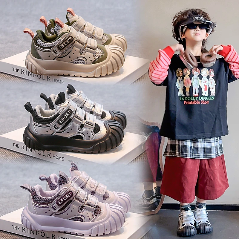 

Children Sneakers Toes Capped Soft Bottom Students Running Shoes Handsome 2025 Autumn New Fashion Kids Tennis Shoes Non-slip