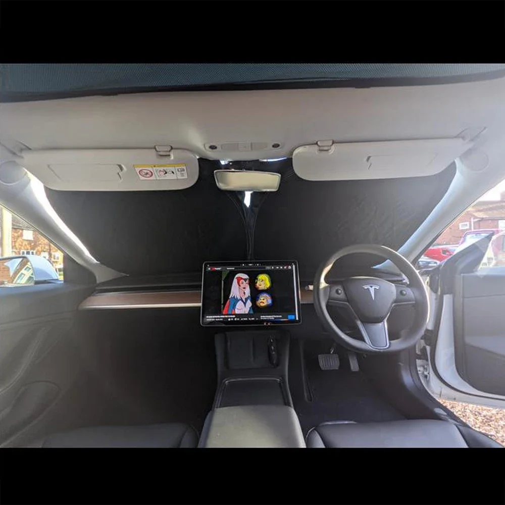 Car Windshield Sun Shade Covers Visors Front Window Sunscreen Protector Parasol Coche For Tesla Model 3 Y Sunshade Accessories image 3