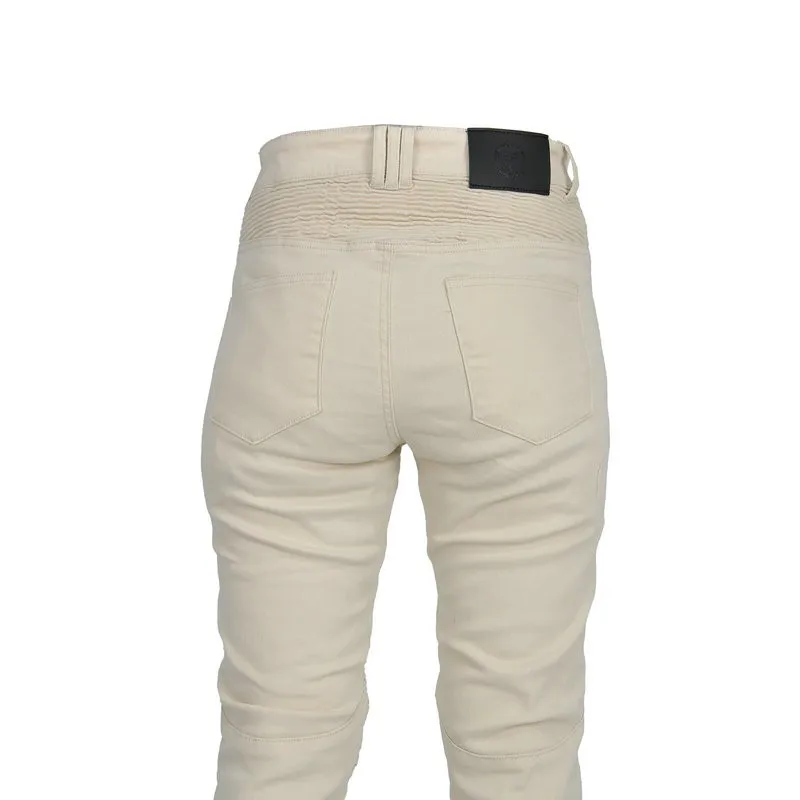 Volero motocicleta calças de proteção equitação feminino motocross cavaleiro ciclismo proteção jeans solto calças retas arroz branco