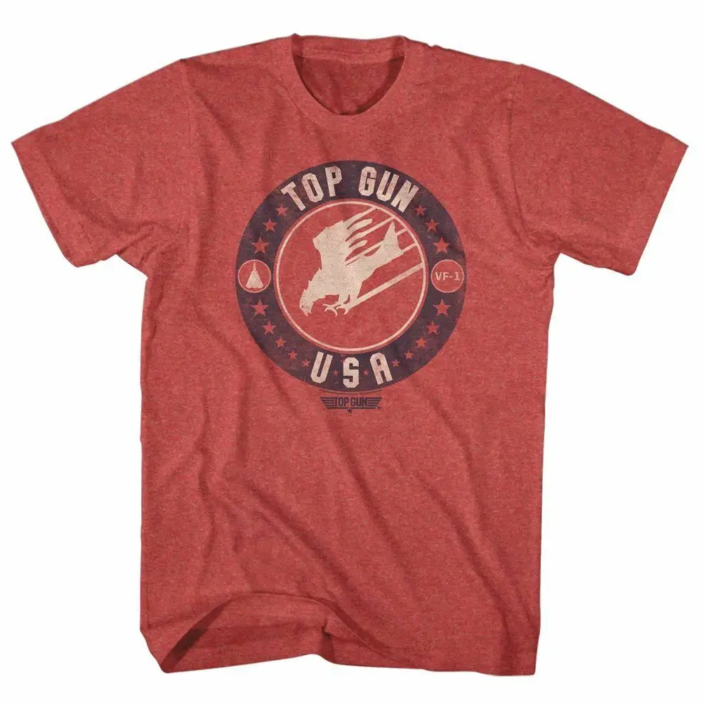 

Top Gun Movie T-Shirt Official Mens T-Bird Jets USA New Red Heather Shirt