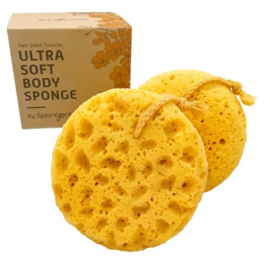

Spongentle Deep Cleansing Body Loofah Sponge Natural Colors for Bath and Shower Multiple Textures for Gentle and Deep Exfoliati