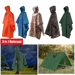 3 in 1 Raincoat Backpack Rain Cover Rain Coat Hood Hiking Cycling Rain Cover Poncho Waterproof Tent Outdoor Camping Tent Mat