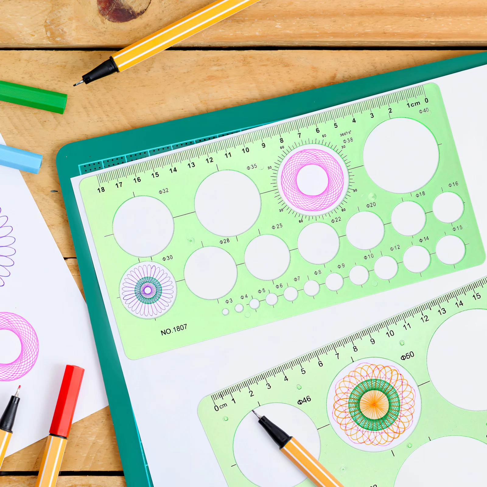 3Pcs Drawing Templates Set Geometric Shape Rulers for Student Drafting School Office Architecture Building Measuring Rulers