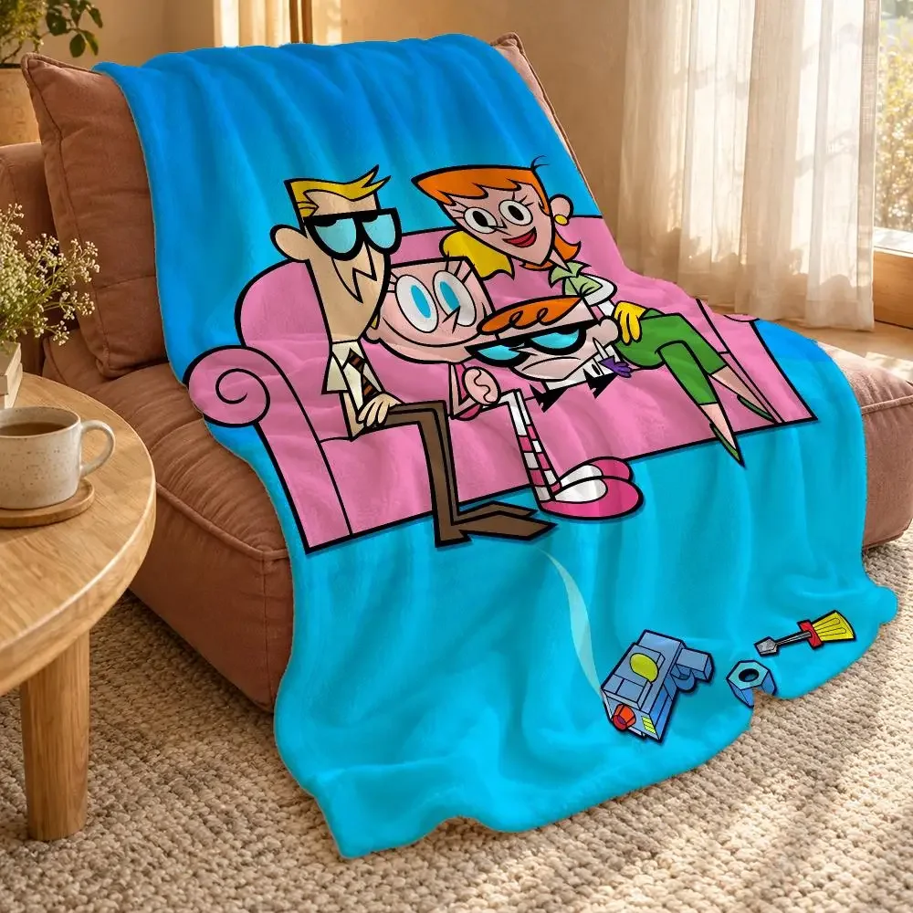 Cartoon D-Dexters Laboratory Throw Double Sided Flannel Throw Blanket Soft Travel Camping Sofa Bed Home