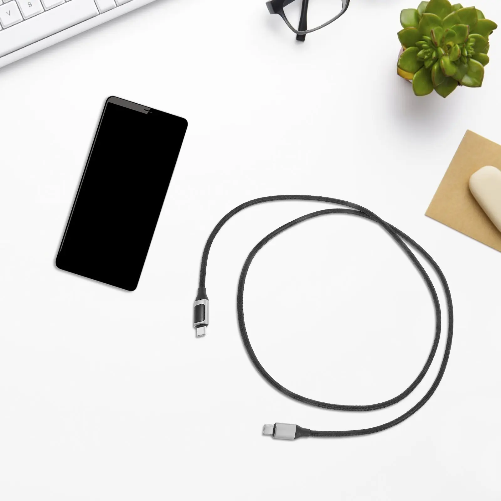 Type C Charging Cable with Digital Screen 100W High-Speed Power -Time Voltage Current Display for Phones Tablets
