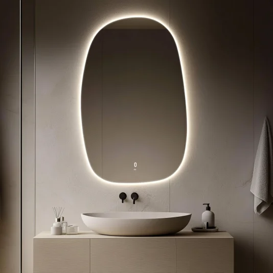 高級ヘアサロンミラーデザイン波状壁ミラーモダンな大型ミラー浴室用