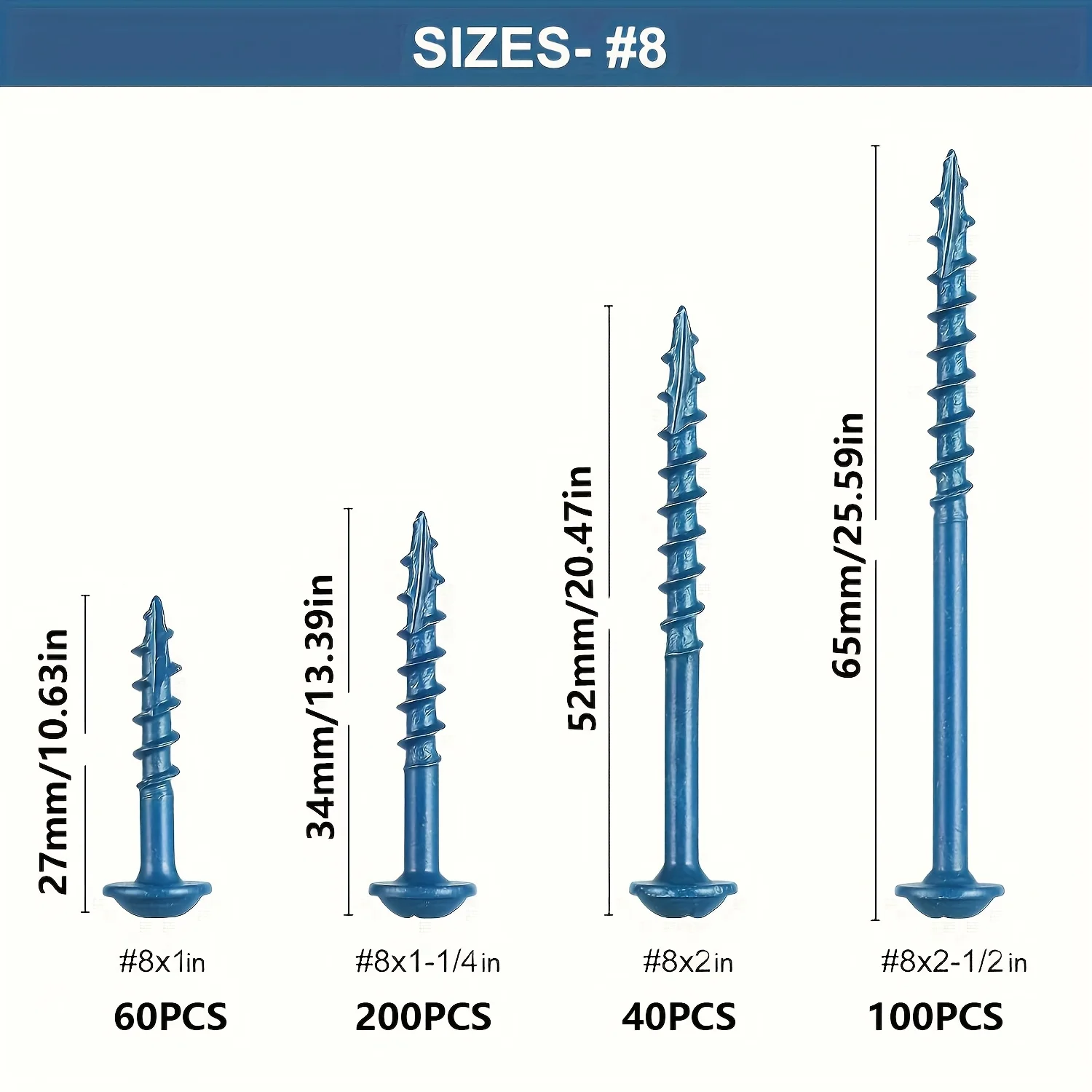 400 square hole pocket screws, available in # 8X2-1/2 