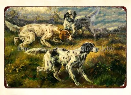 nostalgic  wall decoration Hunting Dogs English setters metal tin sign sign
