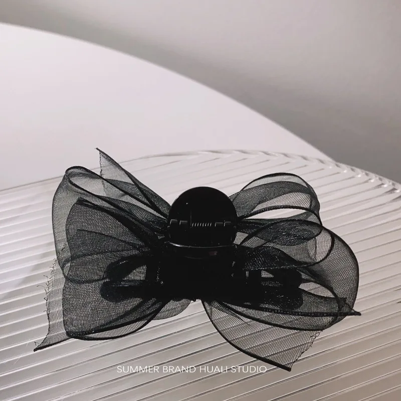 2Pcs Black Elegant Lace Bow Hair Clips Sweet Side Bangs Hairs Cards Temperament Forehead Clip Headdress Duckbill Clips Wholesale
