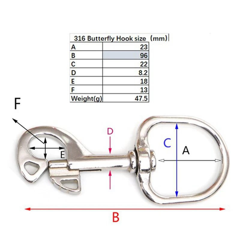 4 Pack Scuba Diving Hooks Swivel Eyebolt Spring Hook Clip Marine Boat 96Mm Stainless Steel