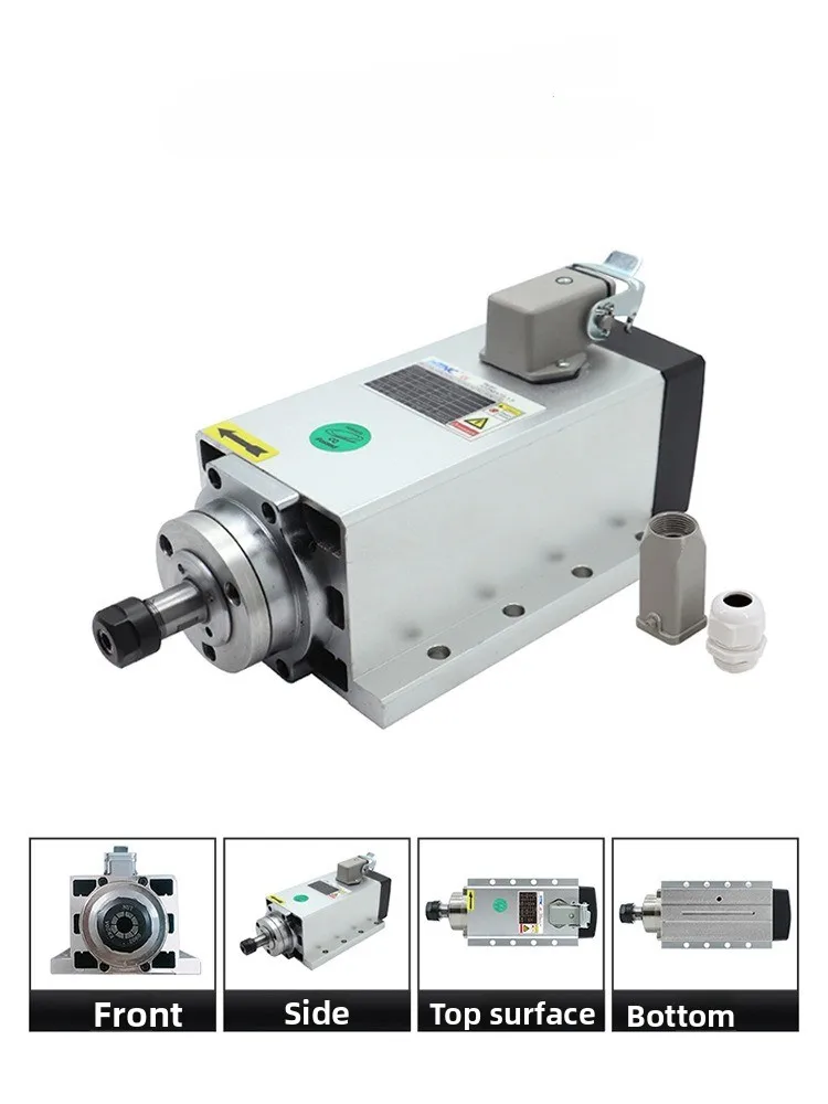 Square Air-cooled Spindle Motor Engraving Side Hole Cutting Machine 1.5 2.2KW High-speed Electric Spindle Power Flash 3.5