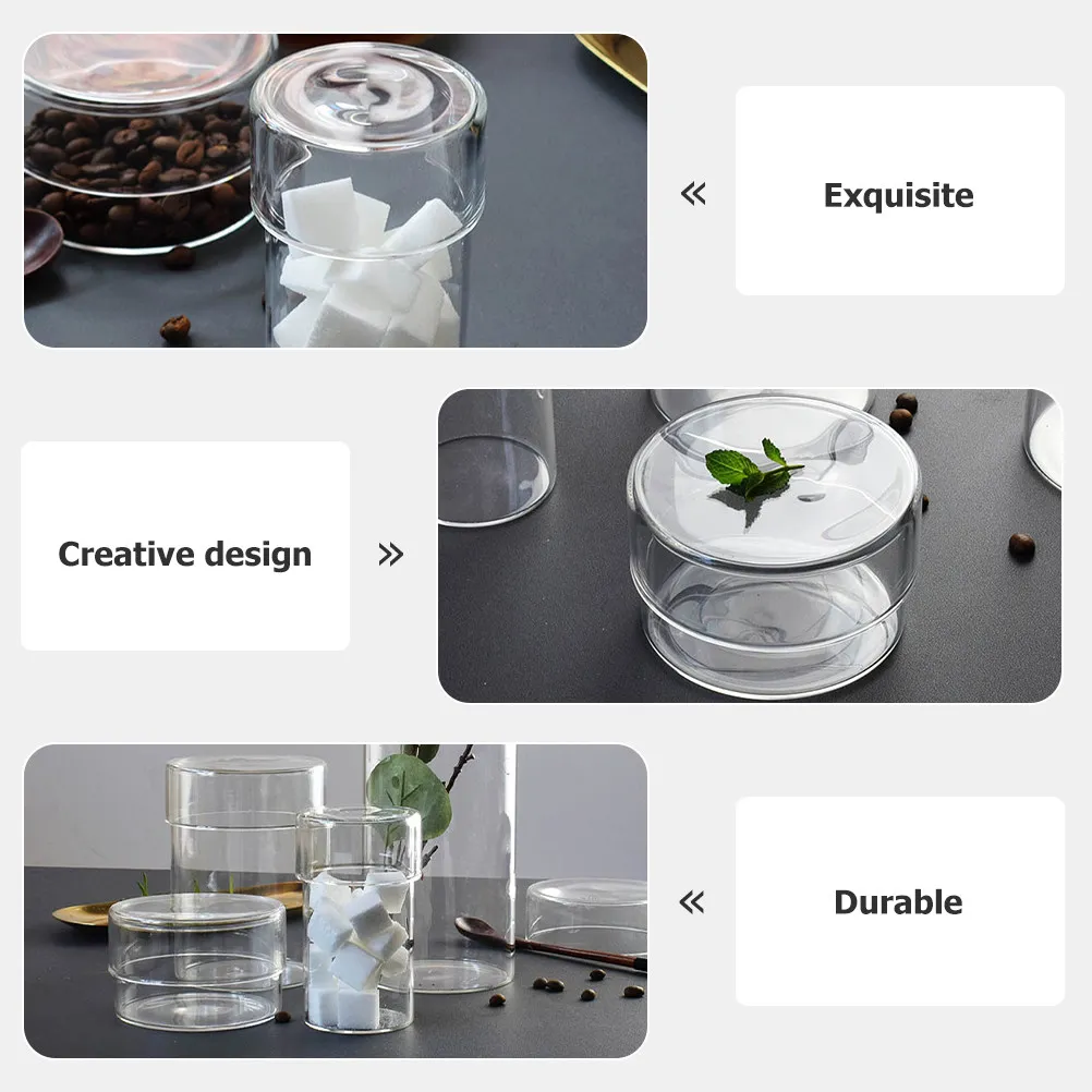 2pcs Transparent Glass Storage Jars with Airtight Lids for Tea Coffee Beans Candy Honey Cereals Food Organizer view 2