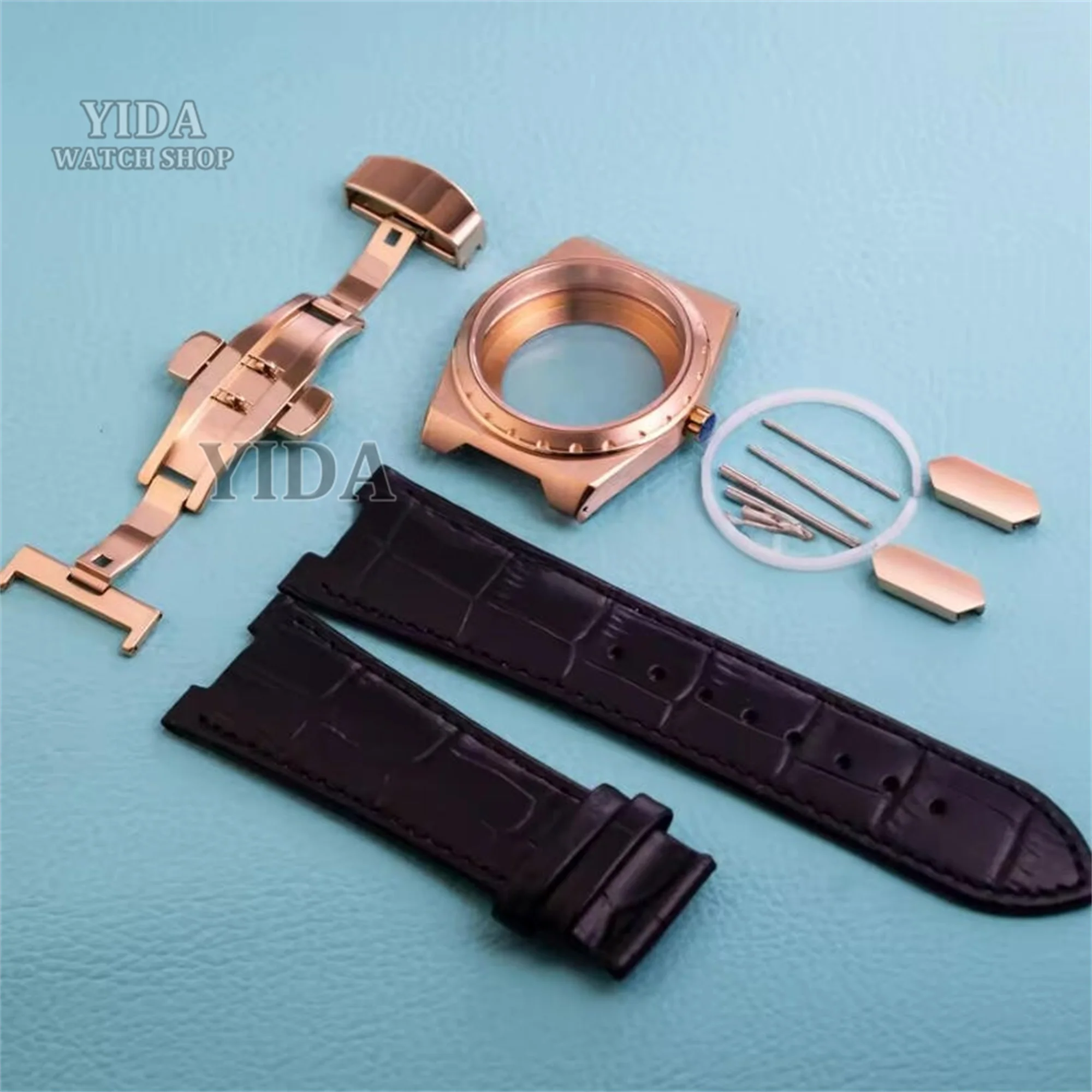 

Rose Gold NH35 Case 37mm Watch Case Genuine Leather Strap Sapphire Glass VC222 Case 316L Stainless Steel fit NH35 NH36 Movement