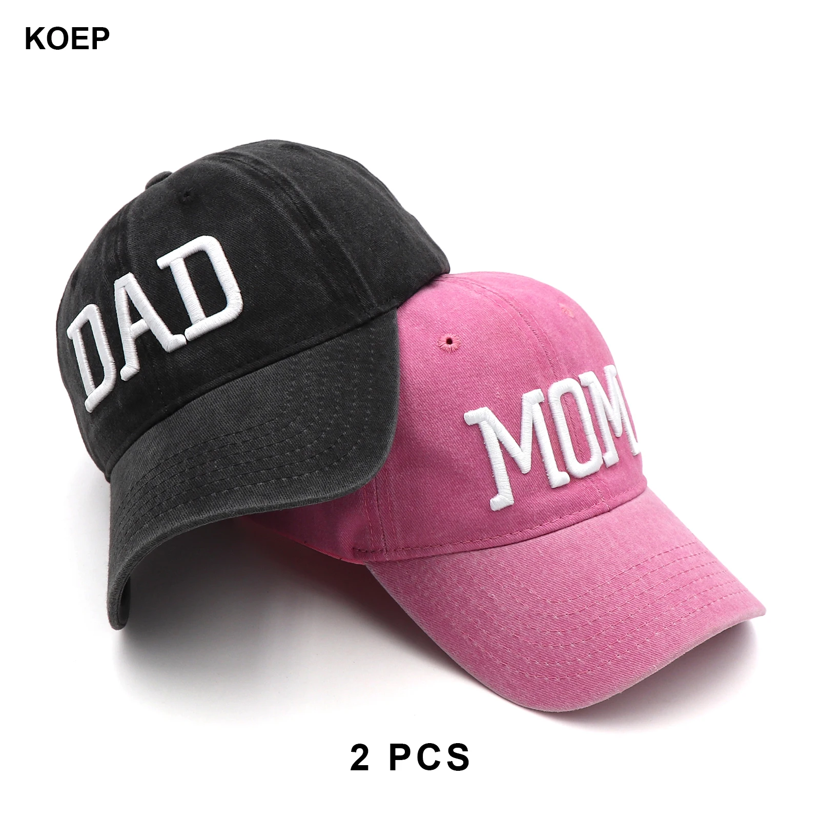 KOEP MOEDER En VADER Baseball Cap Vissen Caps Mannen Outdoor Vrouwen Gewassen En Versleten Zwangerschap Aankondiging Hoeden 3D Borduren
