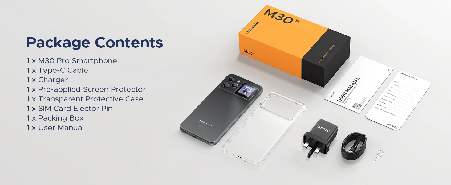Doogee M30 Pro Smartphone 6.88" Display 8000Mah Battery 1.3" Rear Display 64Gb(8+56) 256Gb 64Mp Camera Android 16 Mobile Phone