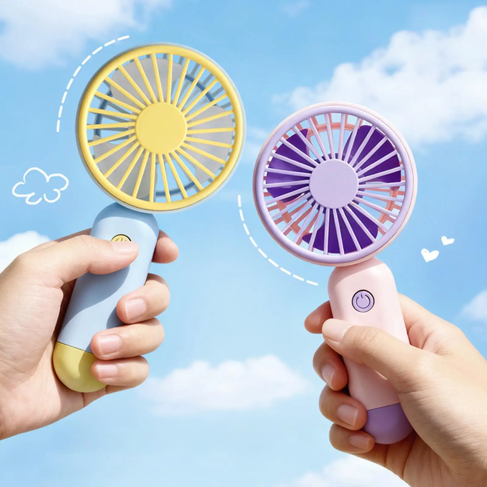 Handheld Fan 3-Speed Rechargeable Pocket Summer Airflow with Phone Stand Mini Handheld Fan for Travel Camping Outdoor Beach Car