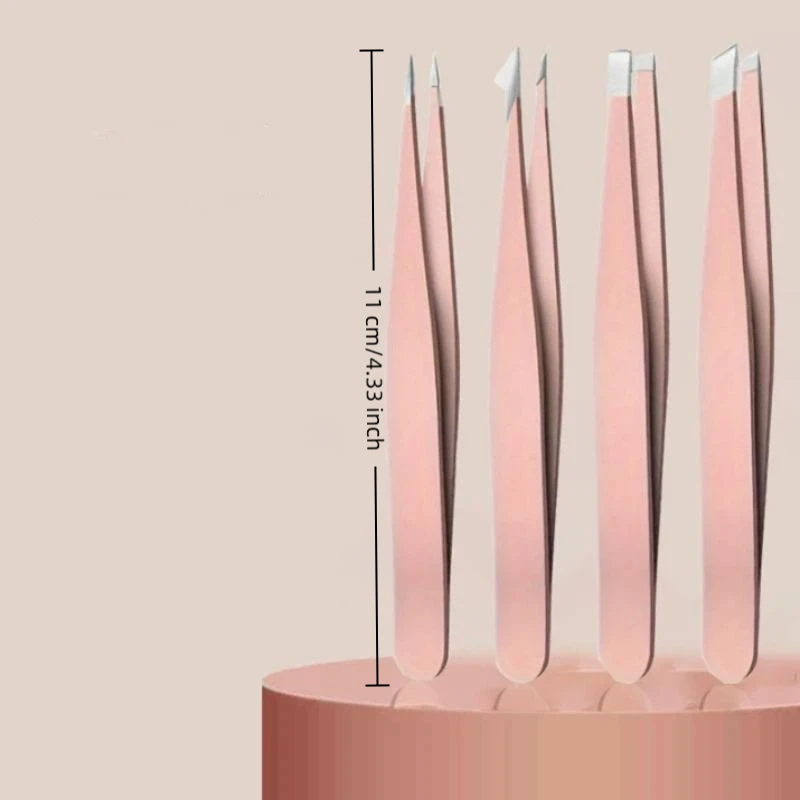 4 PCS Stainless Steel Tweezers Set Professional for Salon Home Eyebrow Hair Removal Beard Plucking