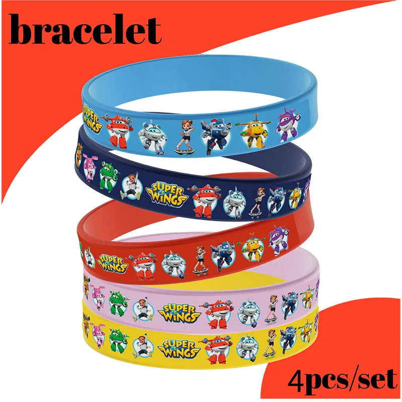 Silicone Rubber wristband Birthday Party Favors Multiple colour Funny Bracelets Happy Super Wings Theme Birthday Supplies Kids