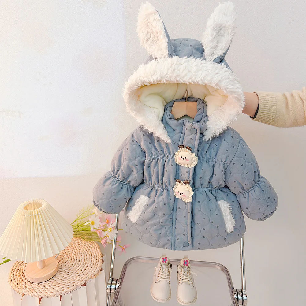 

Girls Thick Coats Winter Children's Down Parkas Hoodies Jackets For Baby Warm Velvet Clothes Kids Cute Tops Outerwear Toddler 3Y