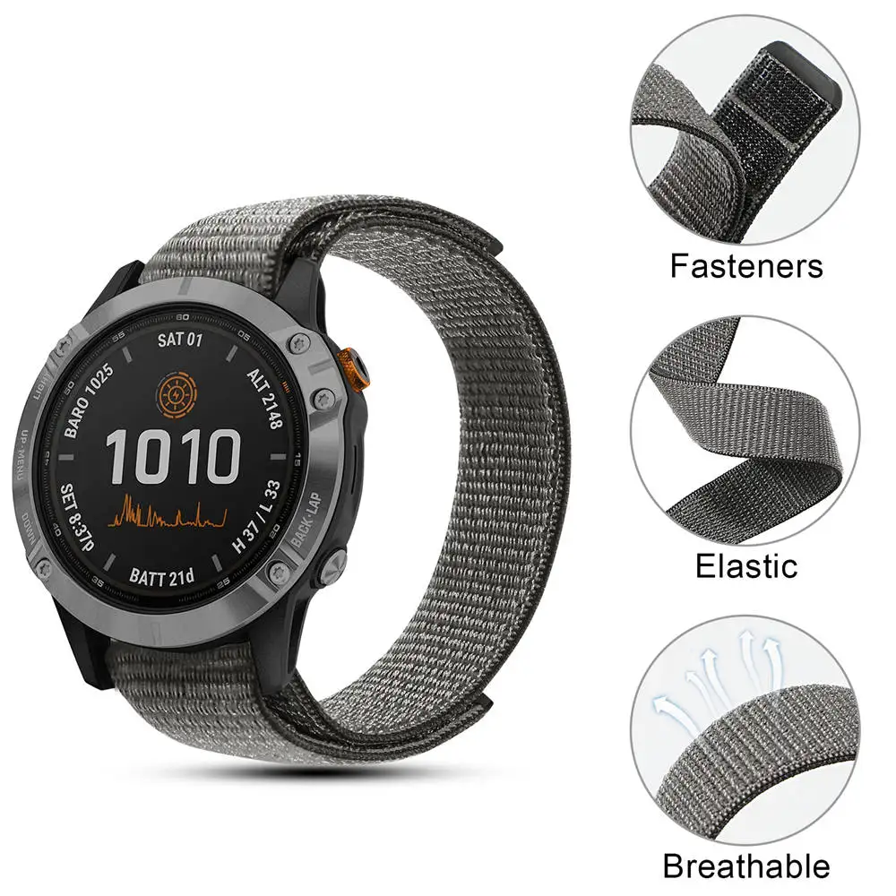 Strap Nylon 26 22 20MM WatchBand For Garmin Fenix 7X 7 7S 6X 6 6S 5X 5 5S Fenix 3 3HR Forerunner 935 945 Smart WristBand EasyFit