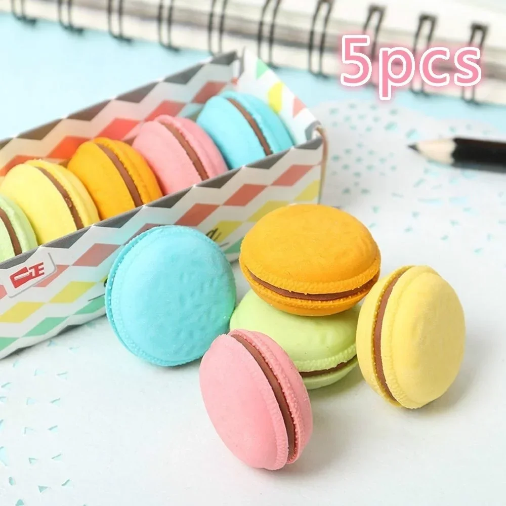 5Pcs Colorful Kawaii Macaron Rubber Creative Correction Erasers Girls Gift School Office Writing Supplies Cute Stationery